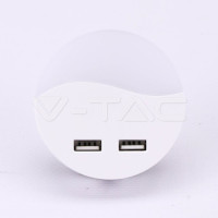LED нощна лампа за контакт кръгла с USB 